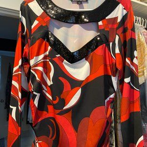 Long Sleeve Top/Boston Proper/Sequin and cut out detail